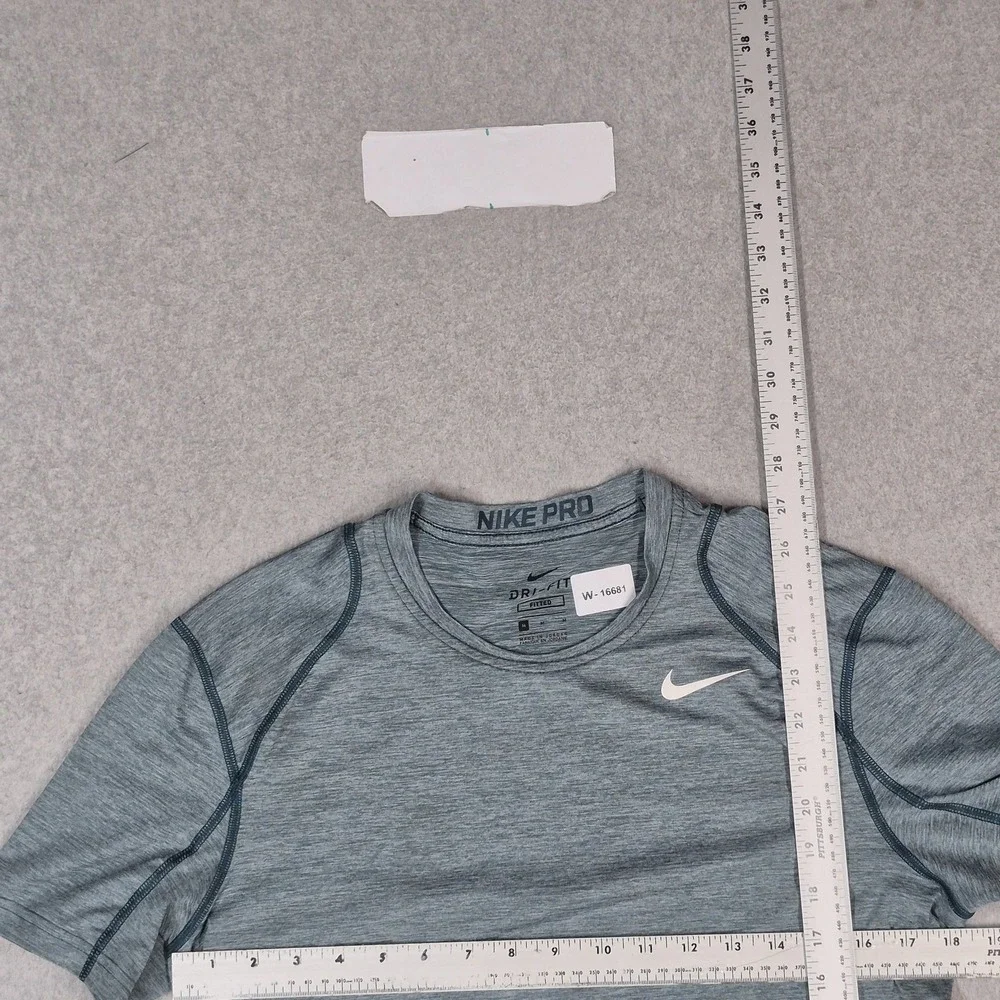 Nike Men Shirt M Gray Activewear Top Dri-Fit Nike Pro Fitted Logo Slim Stretch